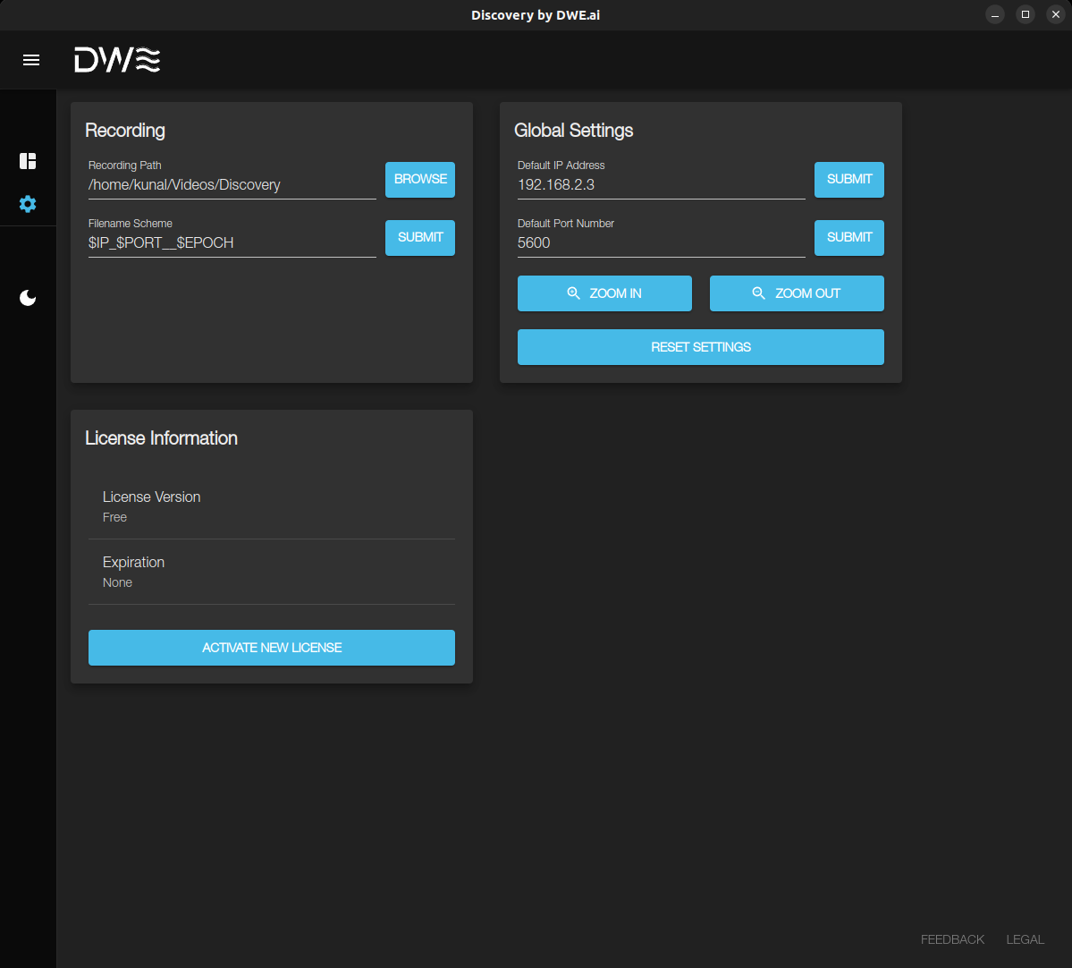 Settings Page