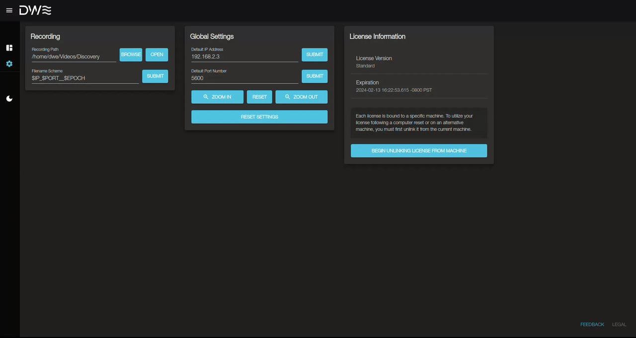 License Settings